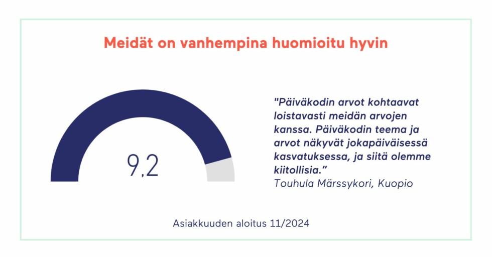 Meidät vanhemmat on huomioitu hyvin, 9,2/10